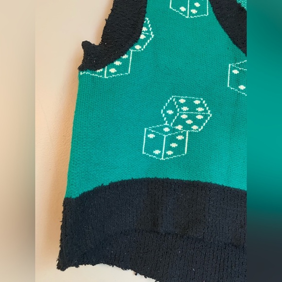 Urban Outfitters Green Dice Sweater Vest thick oversized - Picture 2 of 7